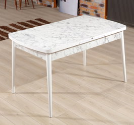 Hanah Home Mesa de Comedor Extensible Carrara Blanco y Gris